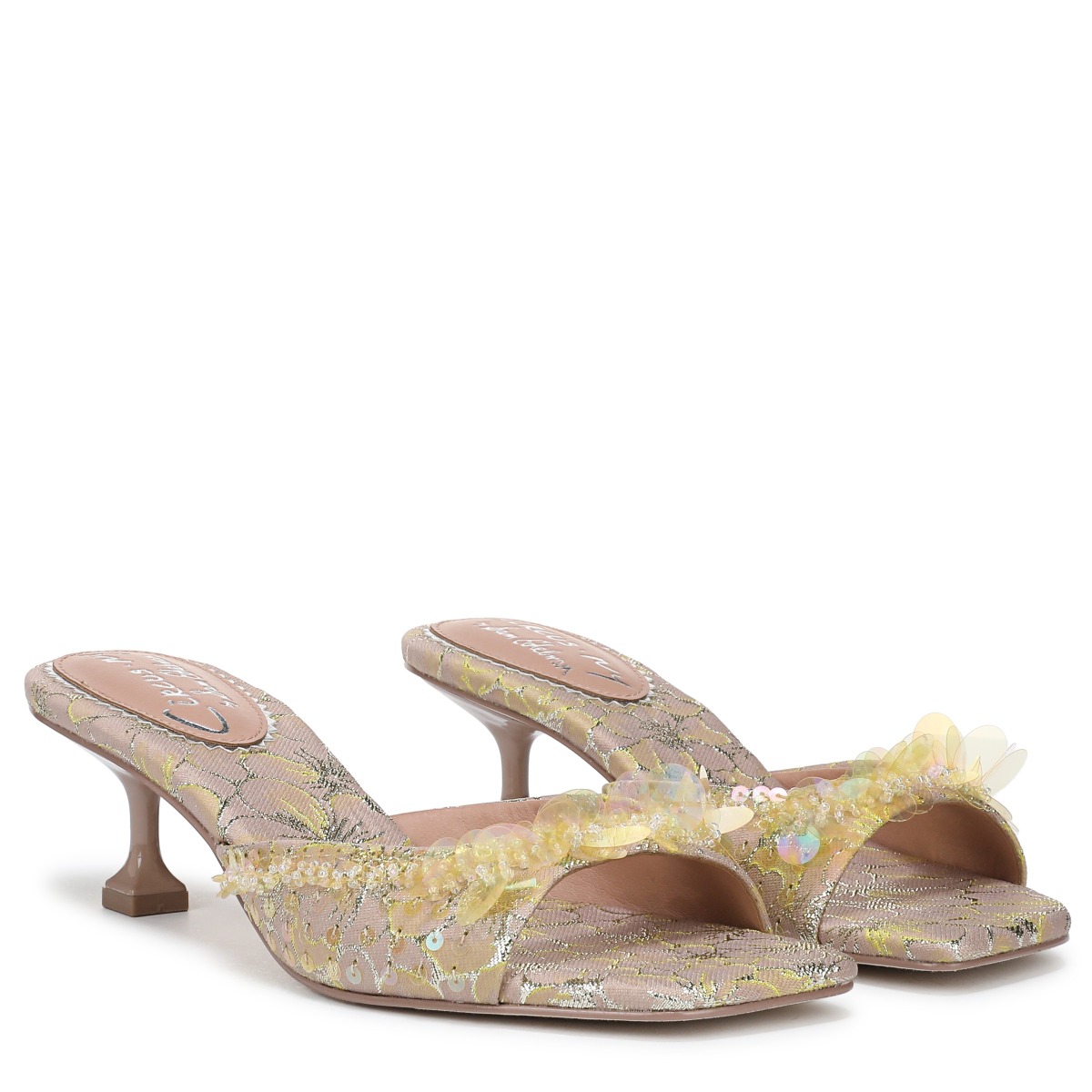 Sam Edelman Sam Edelman Circus NY Juliana Kitten Heel Mule in Blush Pink Multi Fabric