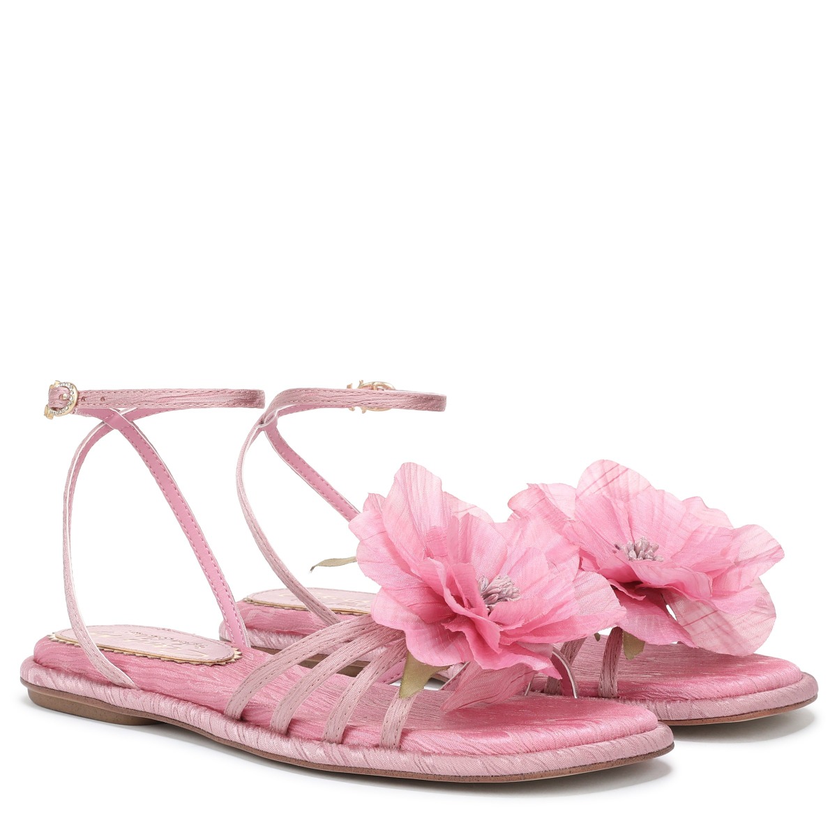Sam Edelman Sam Edelman Circus NY Olana Flower Strappy Flat Sandal in Blush/Pink Fabric