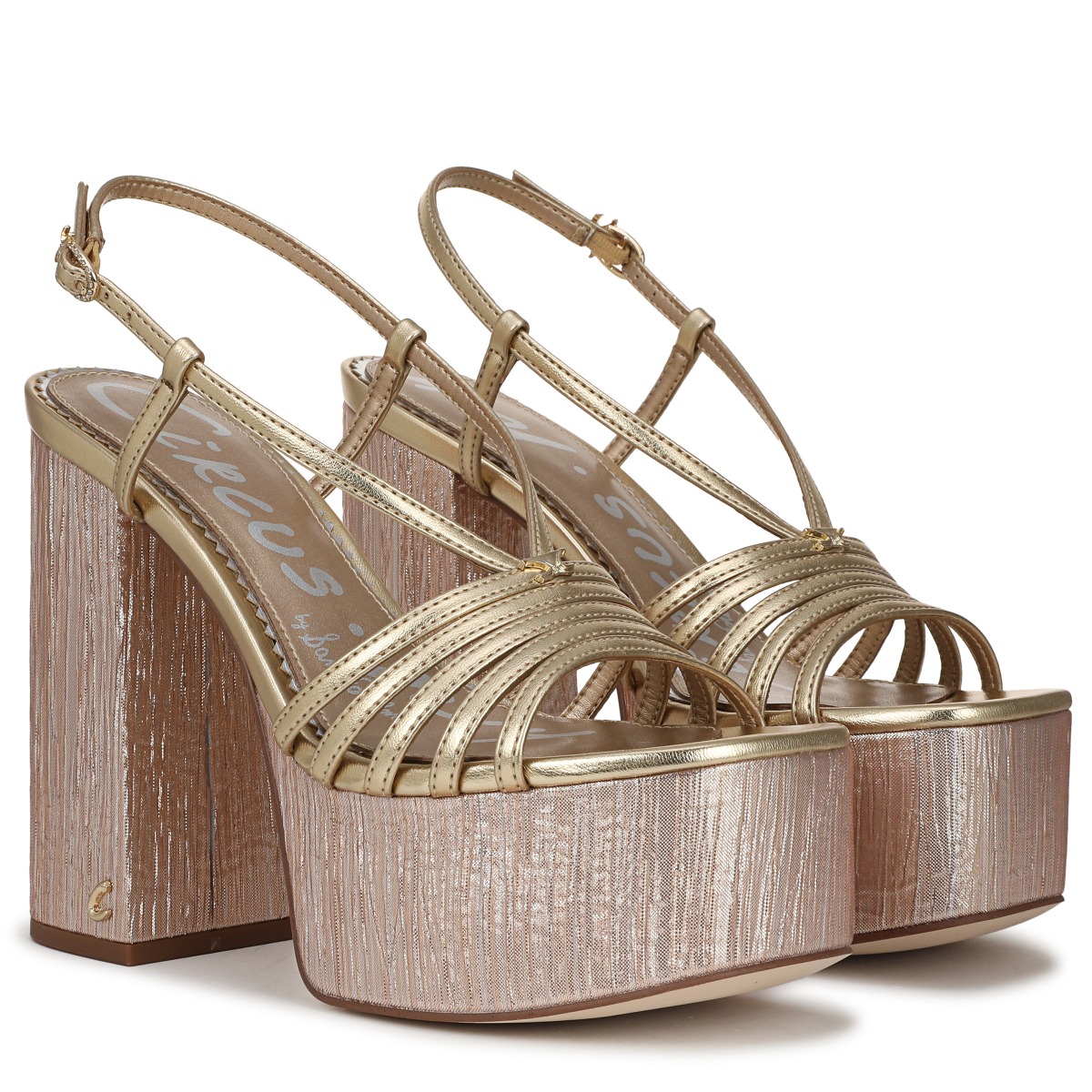 Sam Edelman Circus NY Siena Platform Sandal in Yellow Gold Leaf Faux Leather
