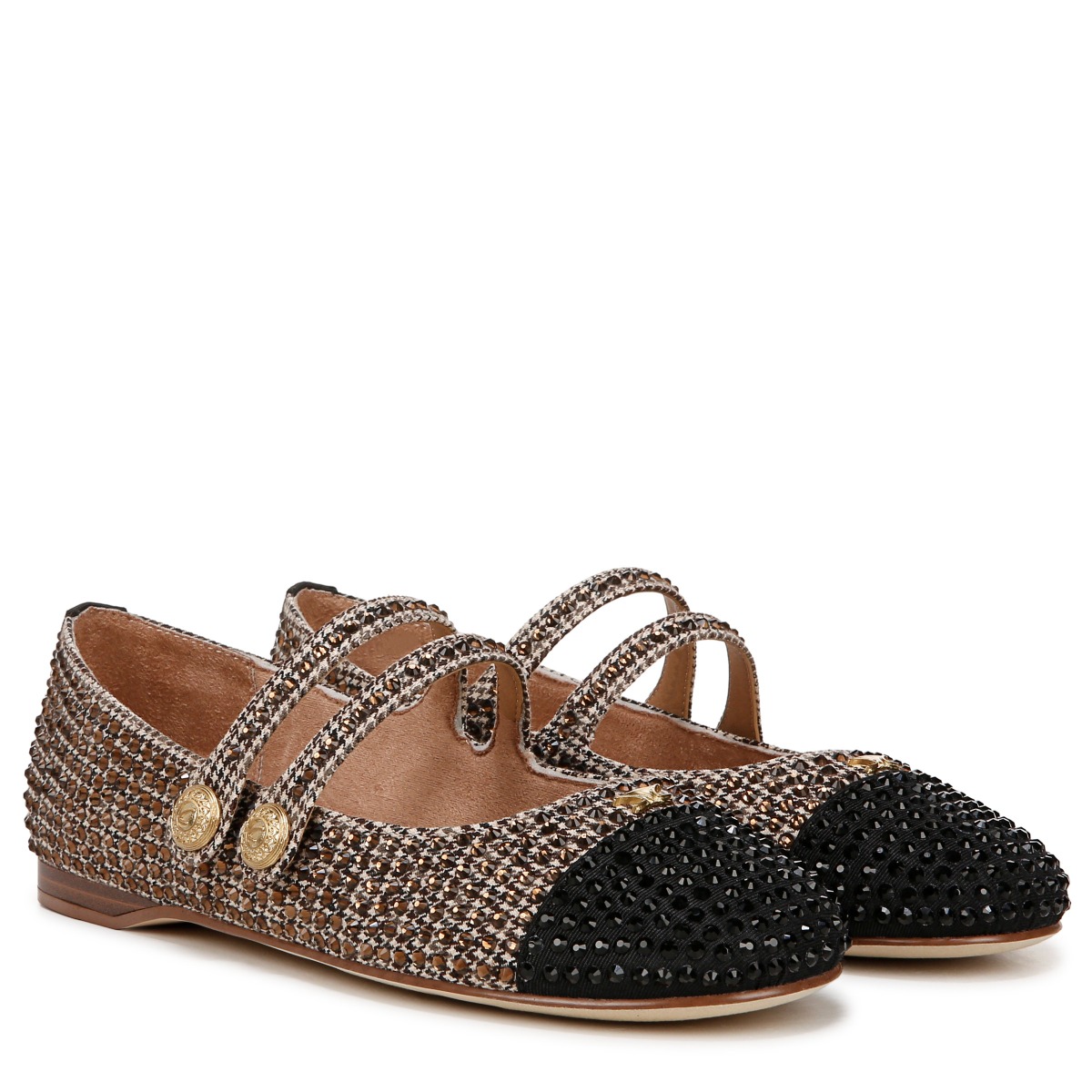 Sam Edelman Sam Edelman Circus NY Zoey Cap Toe Mary Jane in Black/Natural Brown Fabric