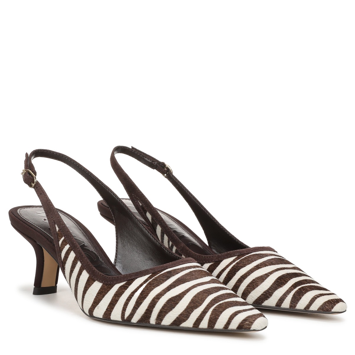 Sam Edelman Sam Edelman Bianka Slingback Pump in Chocolate Brown/Ivory Zebra Print Brahma Hair