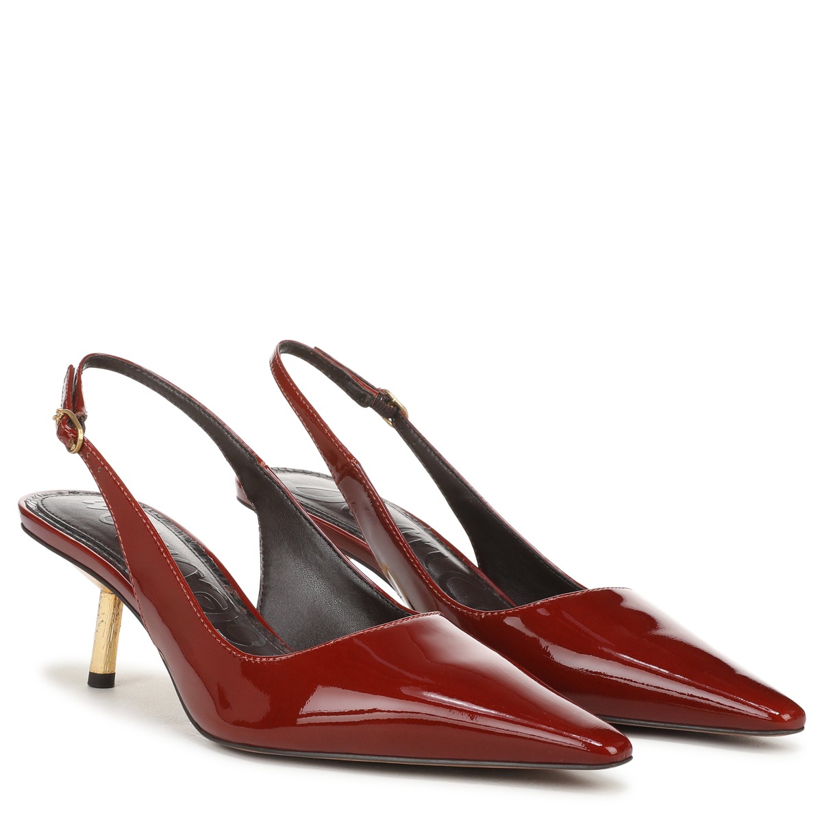Sam Edelman Bianka Gilded Slingback Pump in Brandy Red Leather