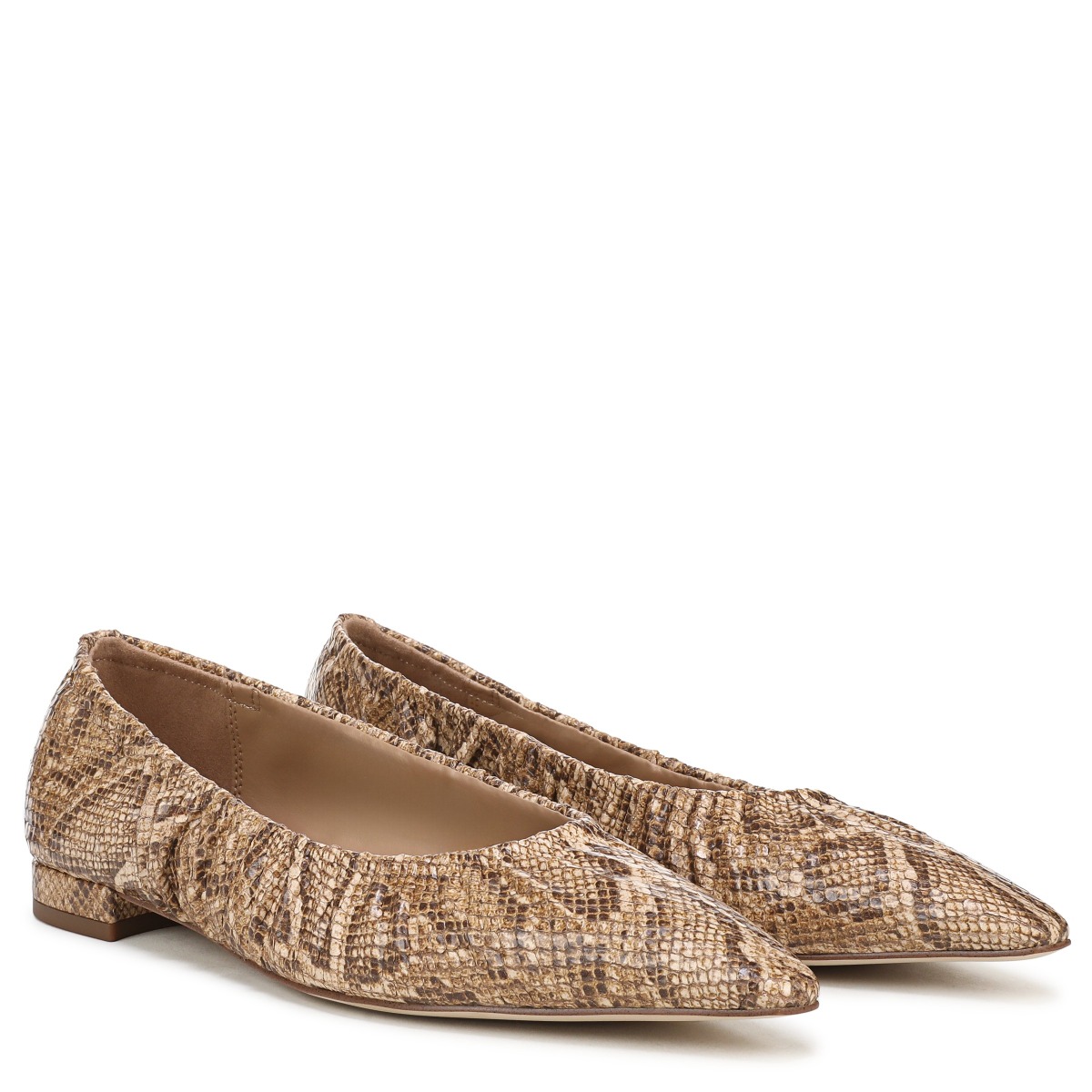 Sam Edelman Sam Edelman Essex Pointed Toe Ballet Flat in Light Sand Beige Snake Print Leather