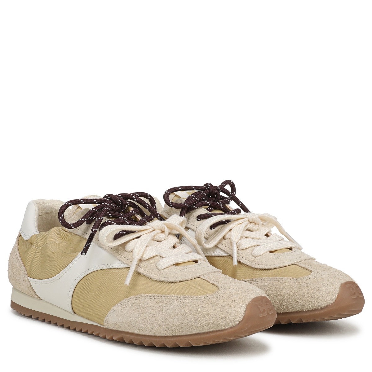 Sam Edelman Ivanna Lace Up Sneaker in Dusty Yellow Nylon/Suede