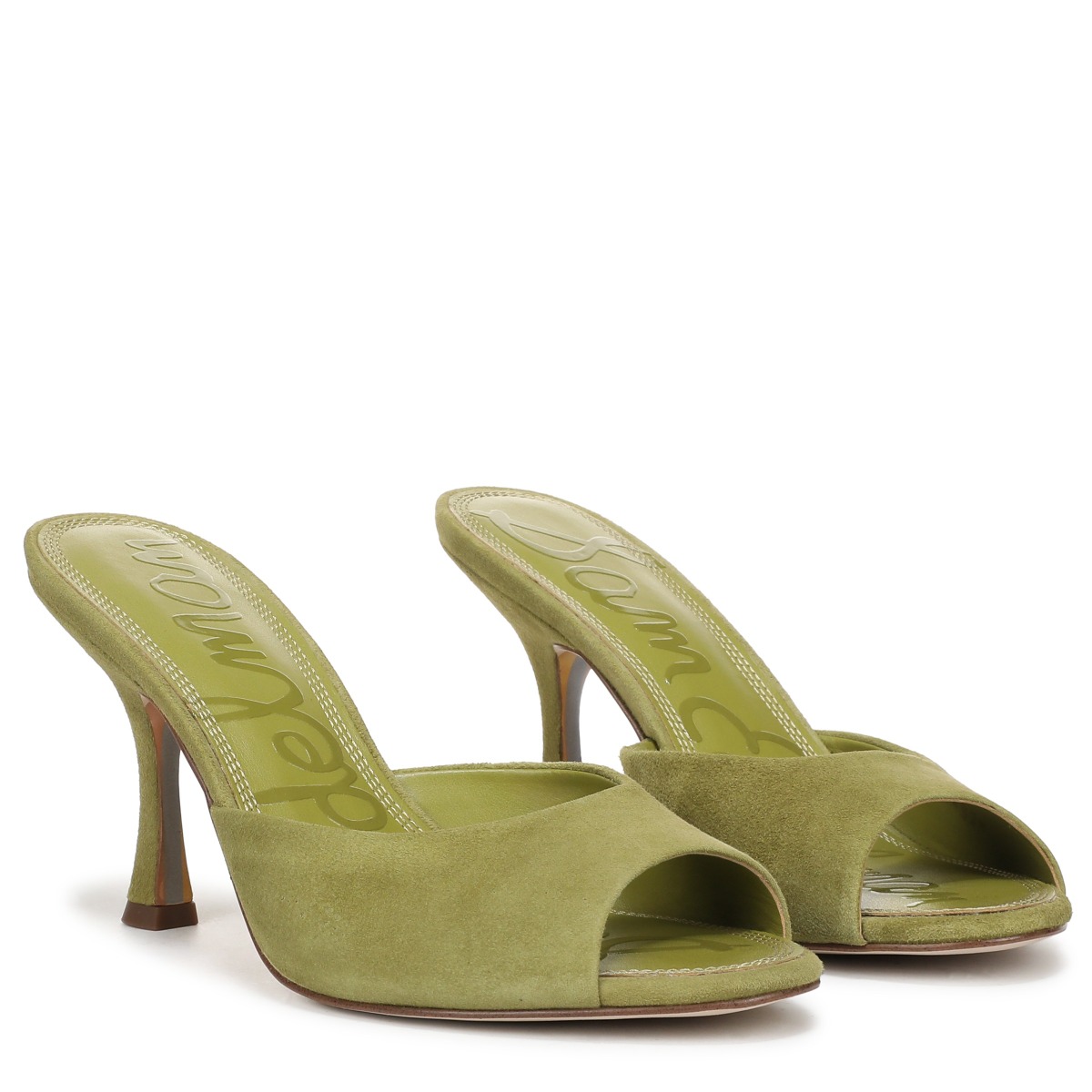 Sam Edelman Sam Edelman Jeanie Heeled Mule in Martini Olive Green Suede