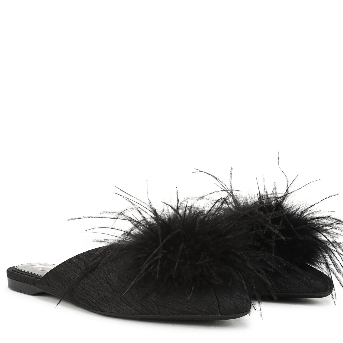 Sam Edelman Sam Edelman Khai Feather Mule in Black Satin Fabric