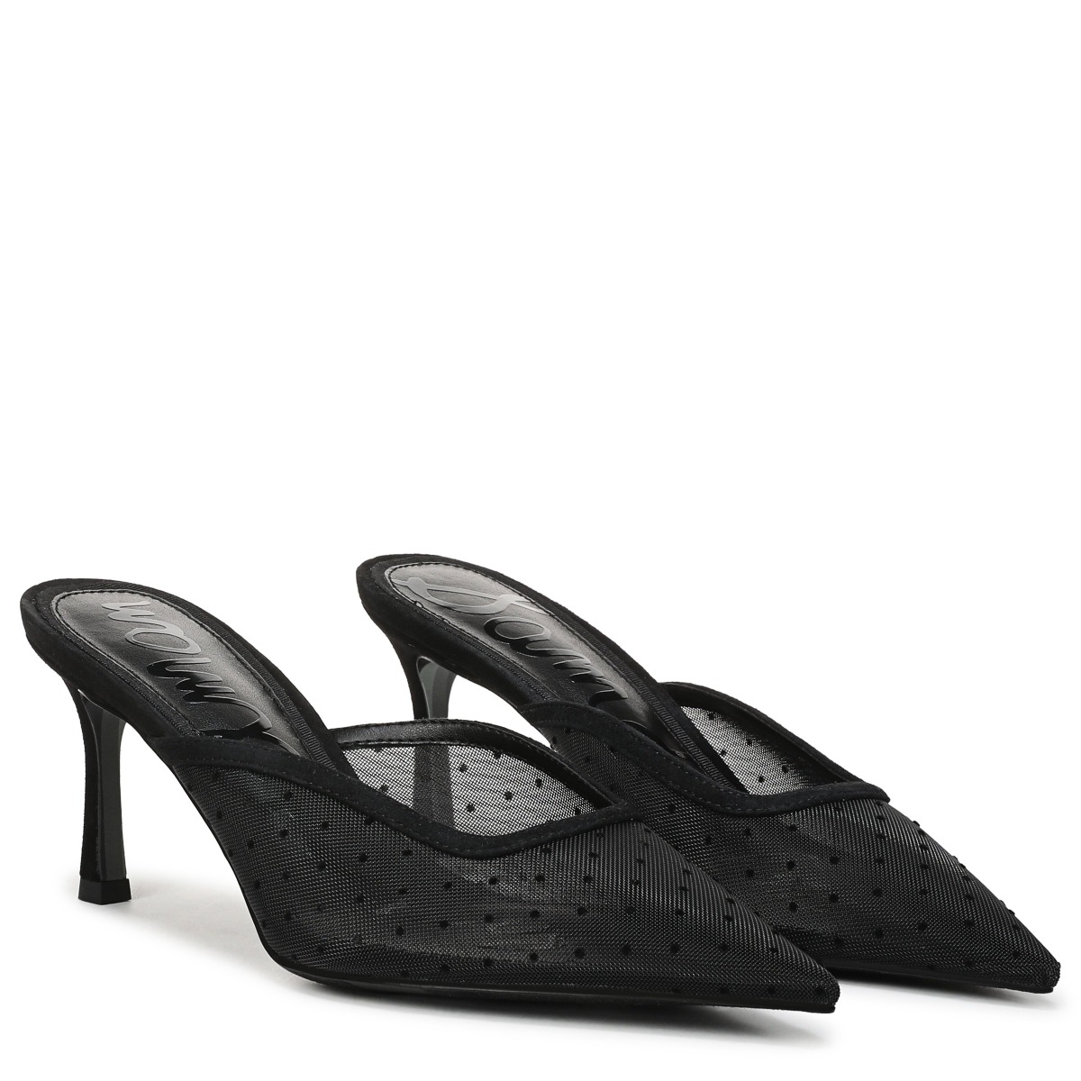 Sam Edelman Margeaux Mesh Heeled Mule in Black Mesh