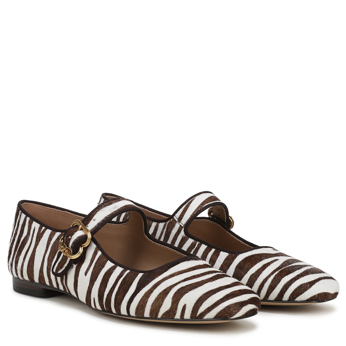 Sam Edelman Sam Edelman Michaela Mary Jane Flat in Chocolate Brown Multi Zebra Brahma Hair