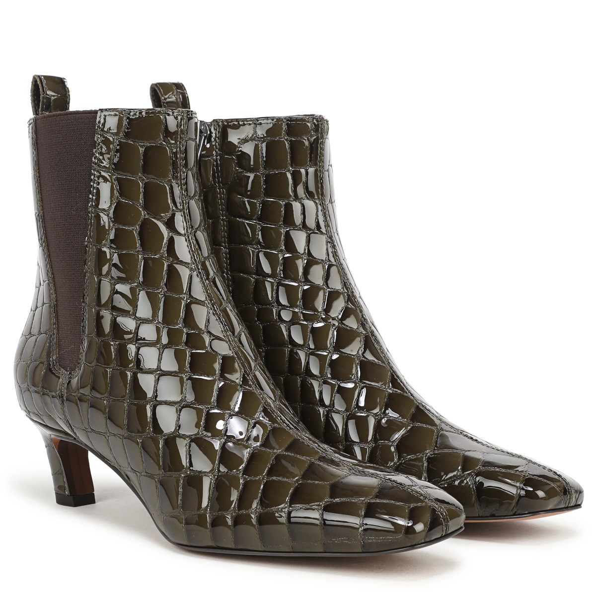 Sam Edelman Peony 2 Ankle Boot in Dark Cactus Green Croco Leather