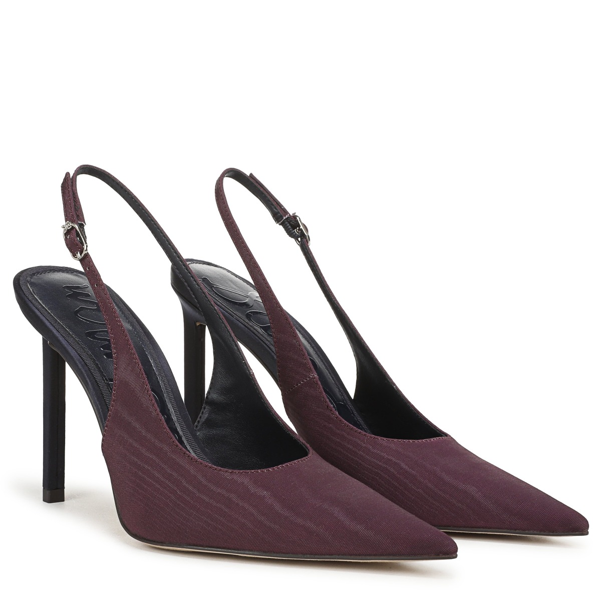 Sam Edelman Tegan Slingback Pump in Midnight Purple Grape Satin Fabric