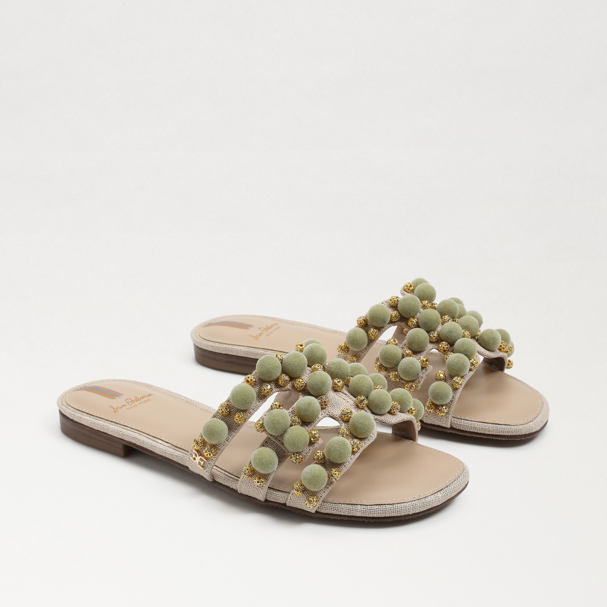 Sam Edelman Sam Edelman Bay Embellished Slide Sandal in Natural Pistachio