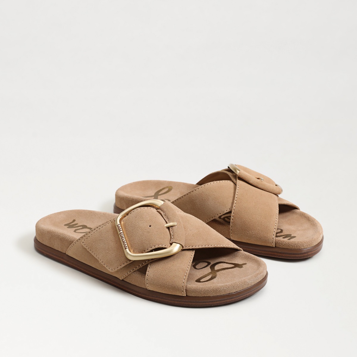 Sam Edelman Darla 2 Buckle Slide Sandal in Cyprus Tan