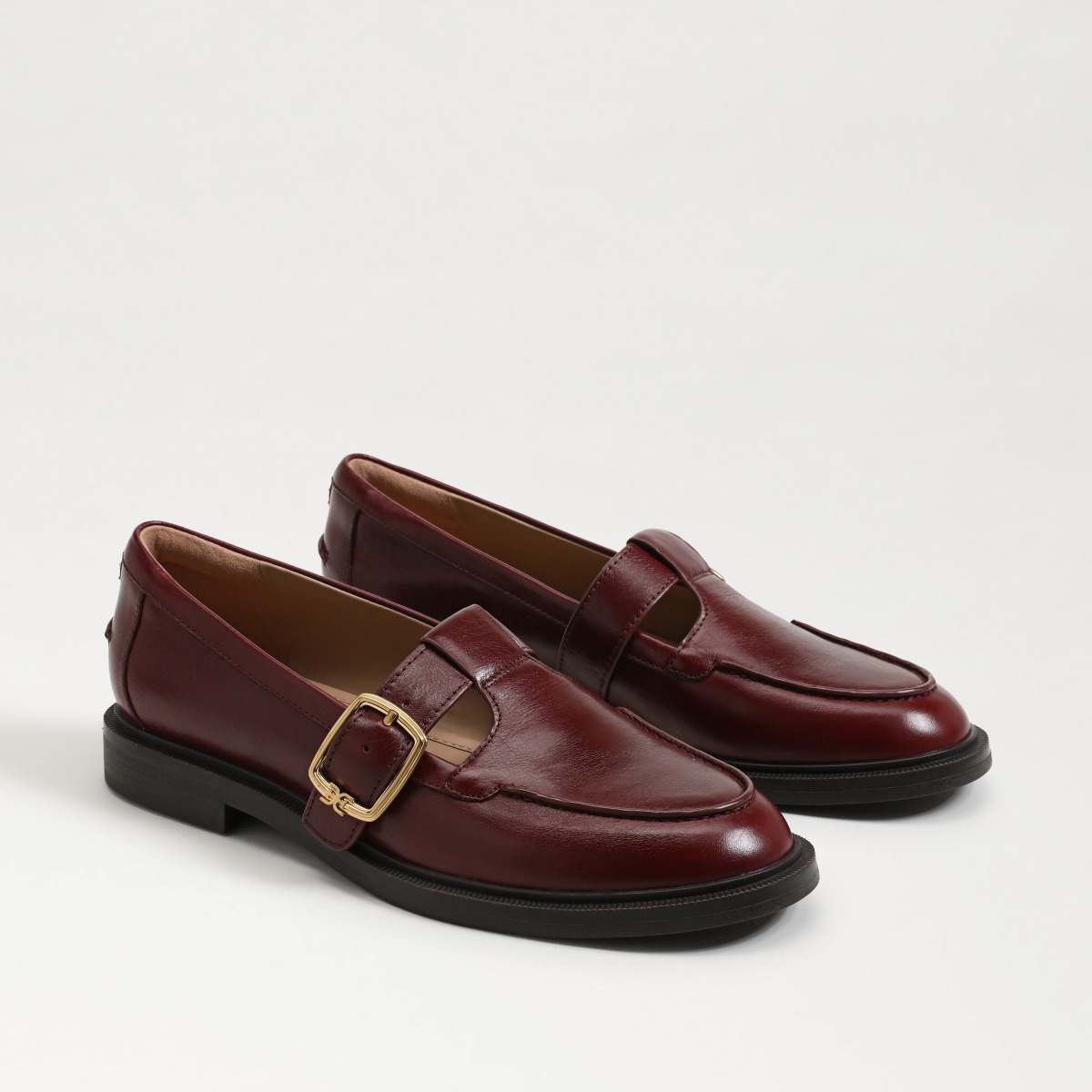 Sam Edelman Elaina T-strap Buckle Loafer in French Burgundy