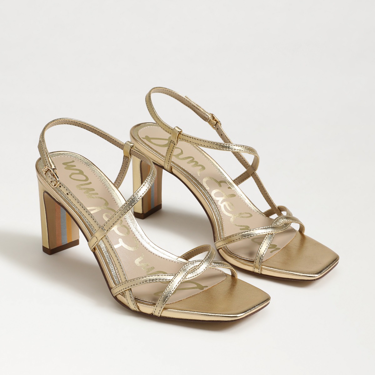 Sam Edelman Elissa Strappy Heel Sandal in Amber Gold