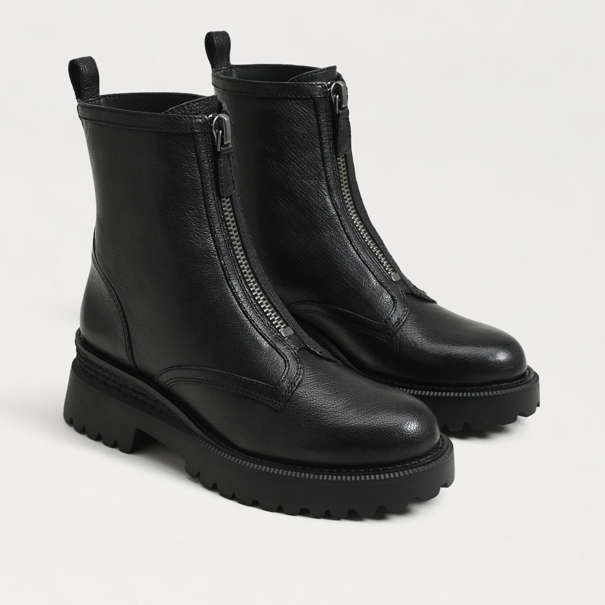 Sam Edelman Grove Zip Front Boot in Black Leather