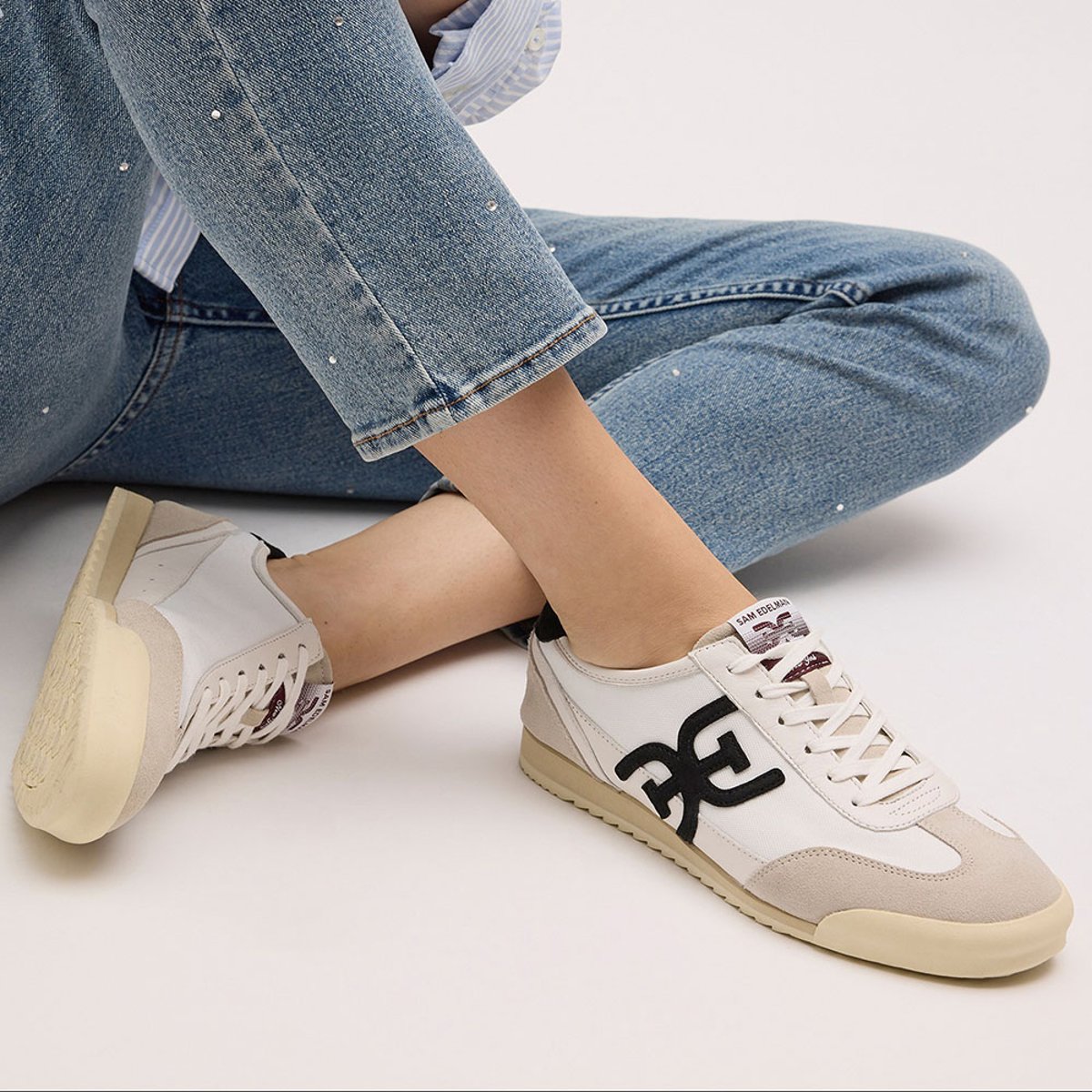 Sam Edelman Sam Edelman Ivey Lace Up Sneaker in Greige/White