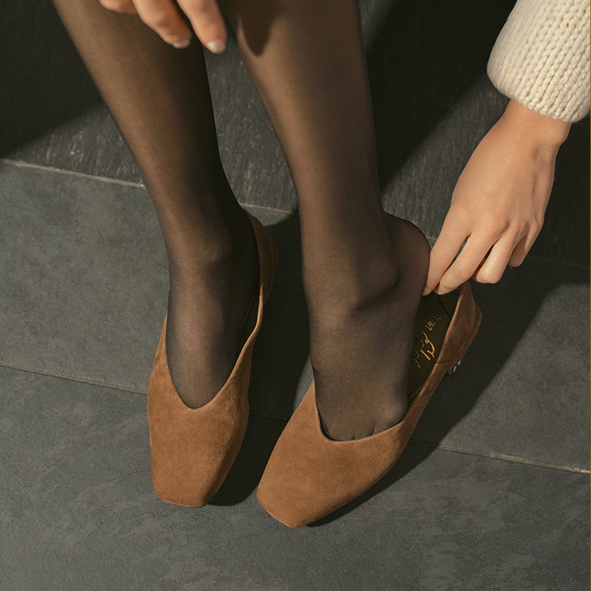 Sam Edelman Sam Edelman Kasey Square Toe Ballet Flat in Cyprus Tan