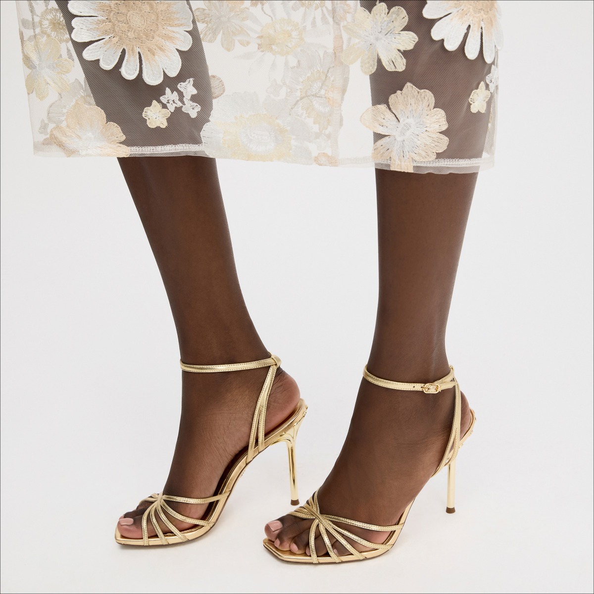 Sam Edelman Lili Stiletto Sandal in Amber Gold Leather