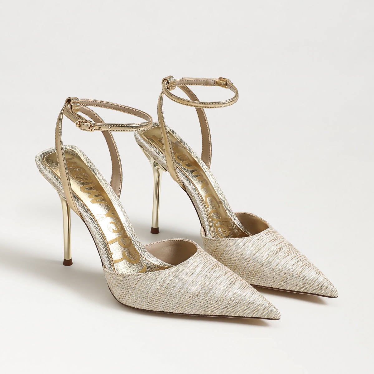 Sam Edelman Sam Edelman Osha Ankle Strap Pump in Amber Gold Fabric