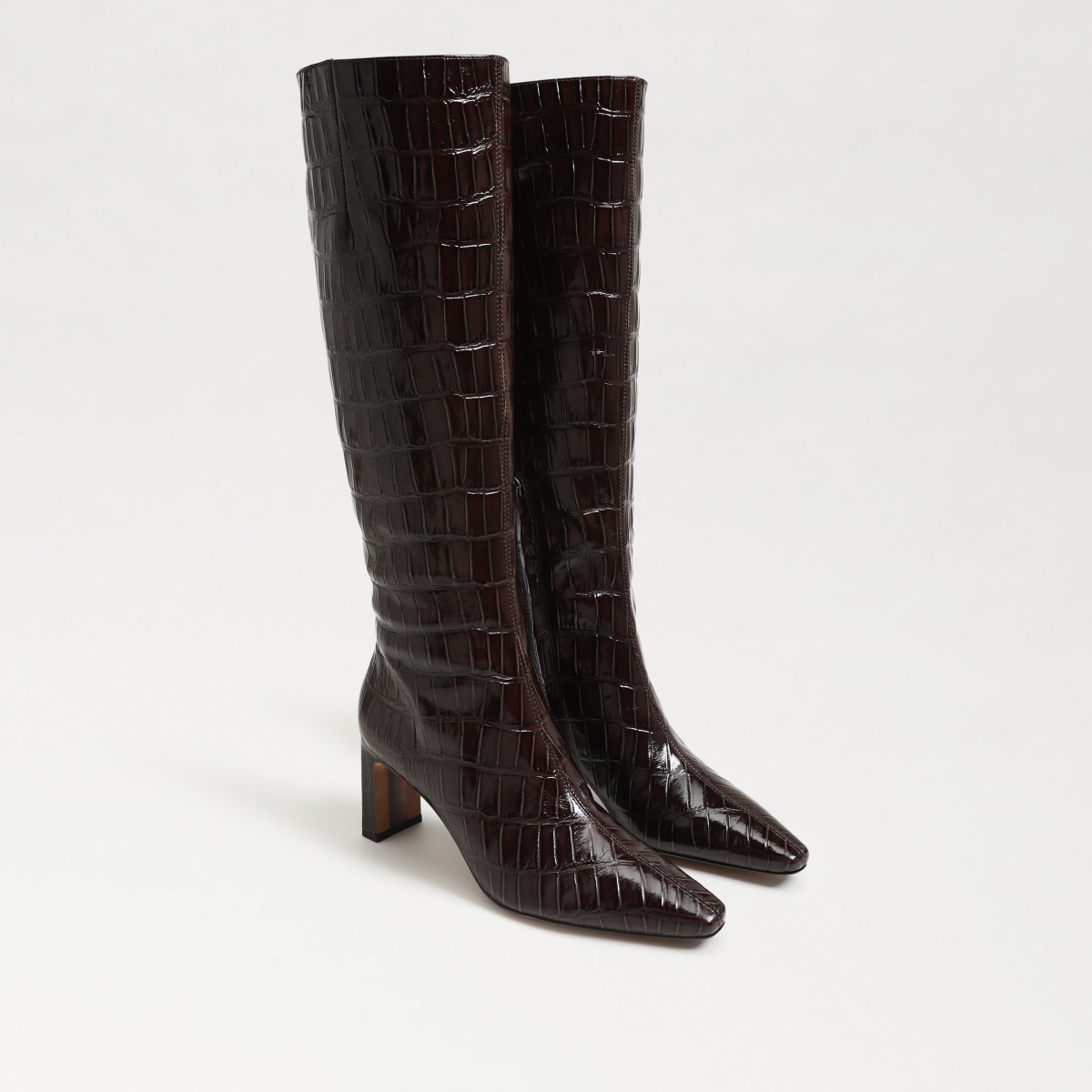 Sam Edelman Sylvia 2 Knee High Boot in Amaro Brown Croco Leather