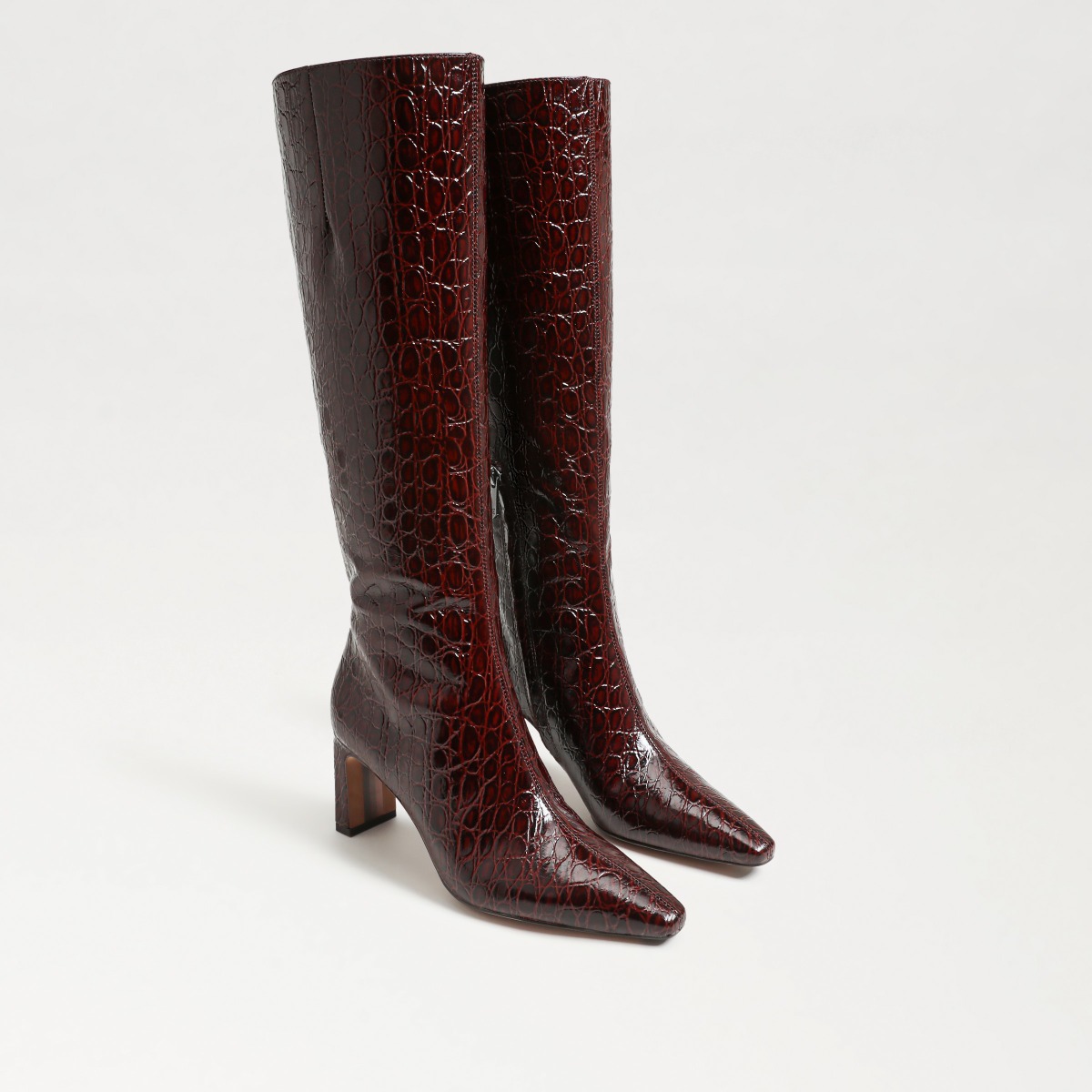 Sam Edelman Sylvia 2 Knee High Boot in Merlot Red Croco Leather