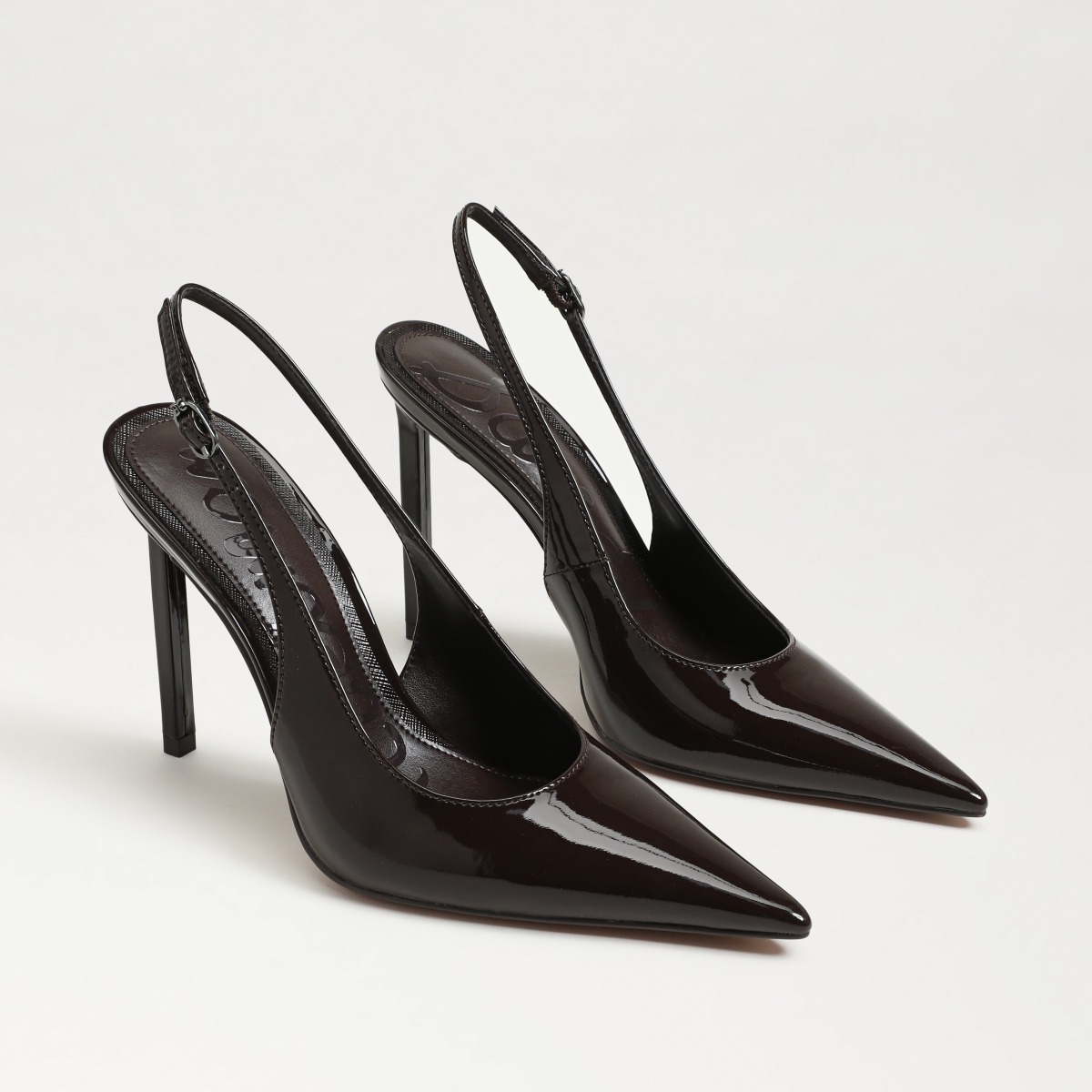 Sam Edelman Tegan Slingback Pump in Rich Chocolate Brown Patent Leather