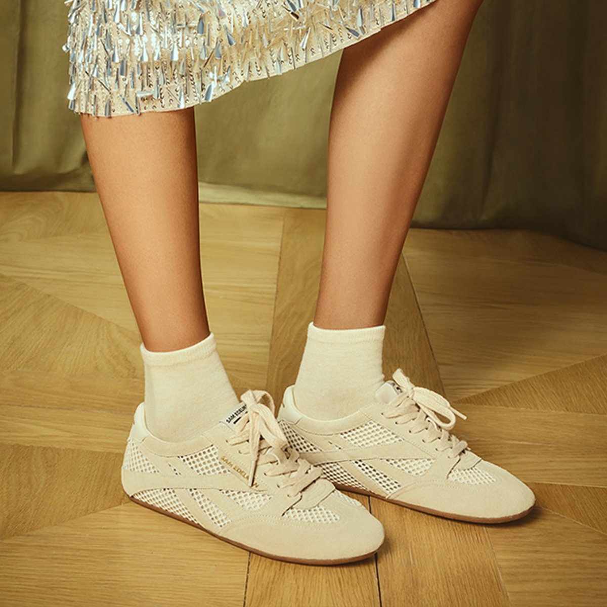 Sam Edelman Tobi Lace Up Sneaker in Ecru/Ivory