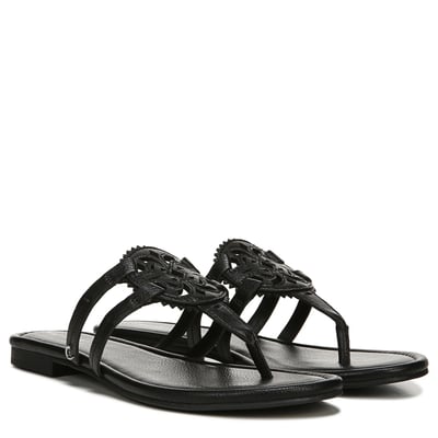 Sam Edelman Circus NY Canyon Flat Sandal in Black Faux Leather
