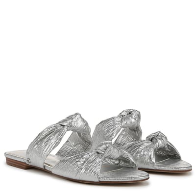 Sam Edelman Circus NY Marissa Flat Sandal in Soft Silver Fabric