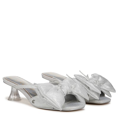 Sam Edelman Circus NY Natalina Kitten Heel Mule in Soft Silver Fabric