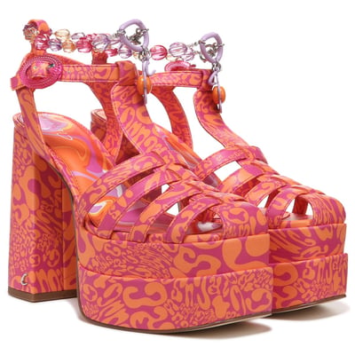Sam Edelman Circus NY Paddie Platform Sandal in Orange Popsicle Multi