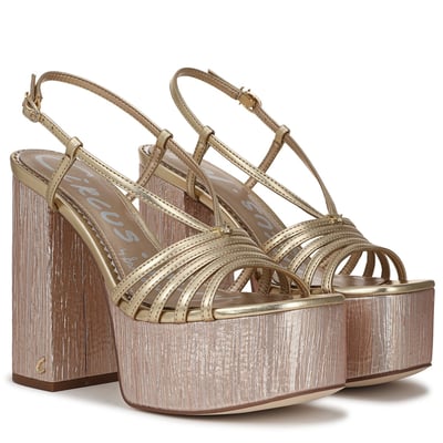 Sam Edelman Circus NY Siena Platform Sandal in Yellow Gold Leaf Faux Leather