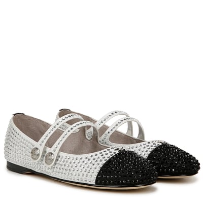 Sam Edelman Circus NY Zoey Cap Toe Mary Jane in White/Black Fabric
