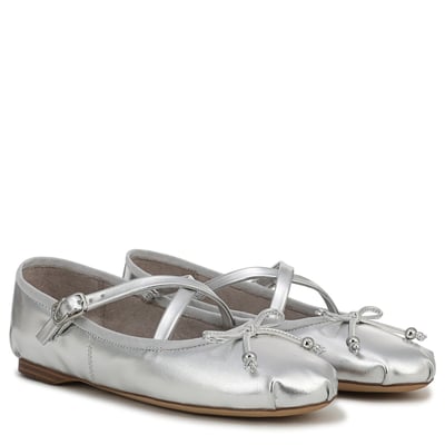 Sam Edelman Circus NY Zuri Strap Ballet Flat in Soft Silver PU