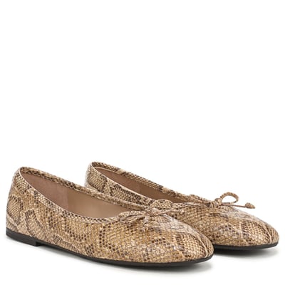 Sam Edelman Alie Ballet Flat in Sand Brown Snake Print Leather