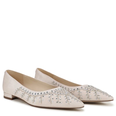 Sam Edelman Emma Dazzle Ballet Flat in Light Sand Beige Leather