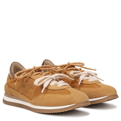 Sam Edelman Evara Lace Up Sneaker in Desert Tan Yellow Suede