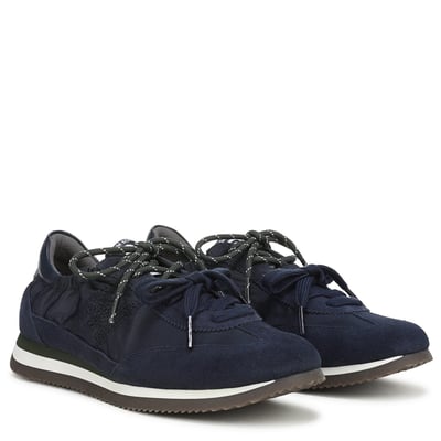 Sam Edelman Evara Lace Up Sneaker in Oasis Navy Blue Suede