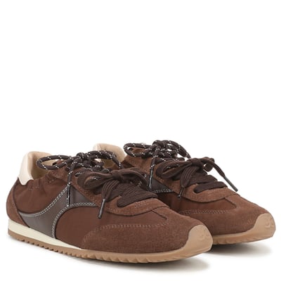 Sam Edelman Ivanna Lace Up Sneaker in Java Brown/Cafe Noir Suede