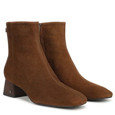 Sam Edelman Paige Ankle Boot in Warm Nutmeg Brown Suede