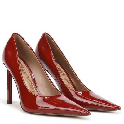 Sam Edelman Talula Pointed Toe Pump in Brandy Brown Patent Leather