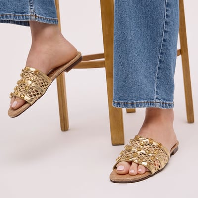 Sam Edelman Blaire Slide Sandal in Amber Gold