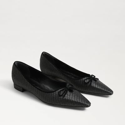Sam Edelman Esmira Pointed Toe Ballet Flat in Black Faux Leather