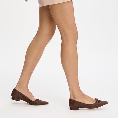 Sam Edelman Esmira Pointed Toe Ballet Flat in Bourbon Faux Leather