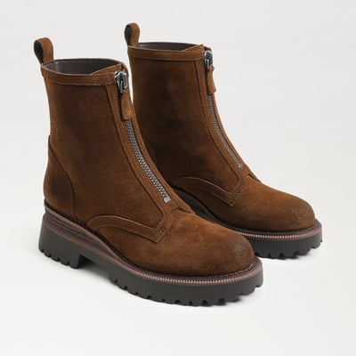 Sam Edelman Grove Zip Front Boot in Warm Nutmeg Brown Suede