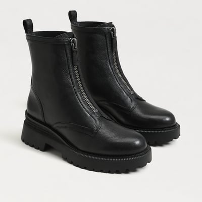 Sam Edelman Grove Zip Front Boot in Black Leather