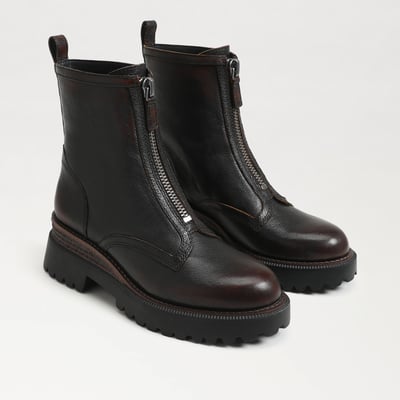 Sam Edelman Grove Zip Front Boot in Moto Brown Leather