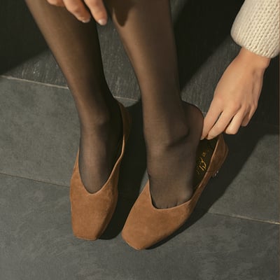 Sam Edelman Kasey Square Toe Ballet Flat in Cyprus Tan