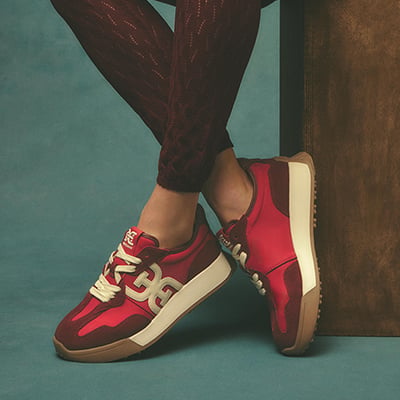 Sam Edelman Langley Lace Up Sneaker in Deep Scarlet