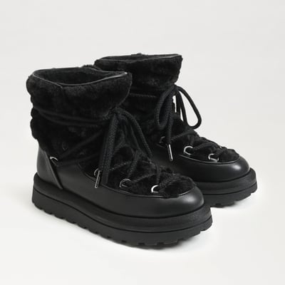 Sam Edelman Ovie Lace Up Ankle Boot in Black Leather